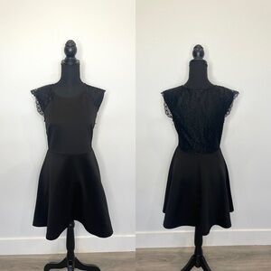 Forever21 Black Skater Lace Back Mini Dress